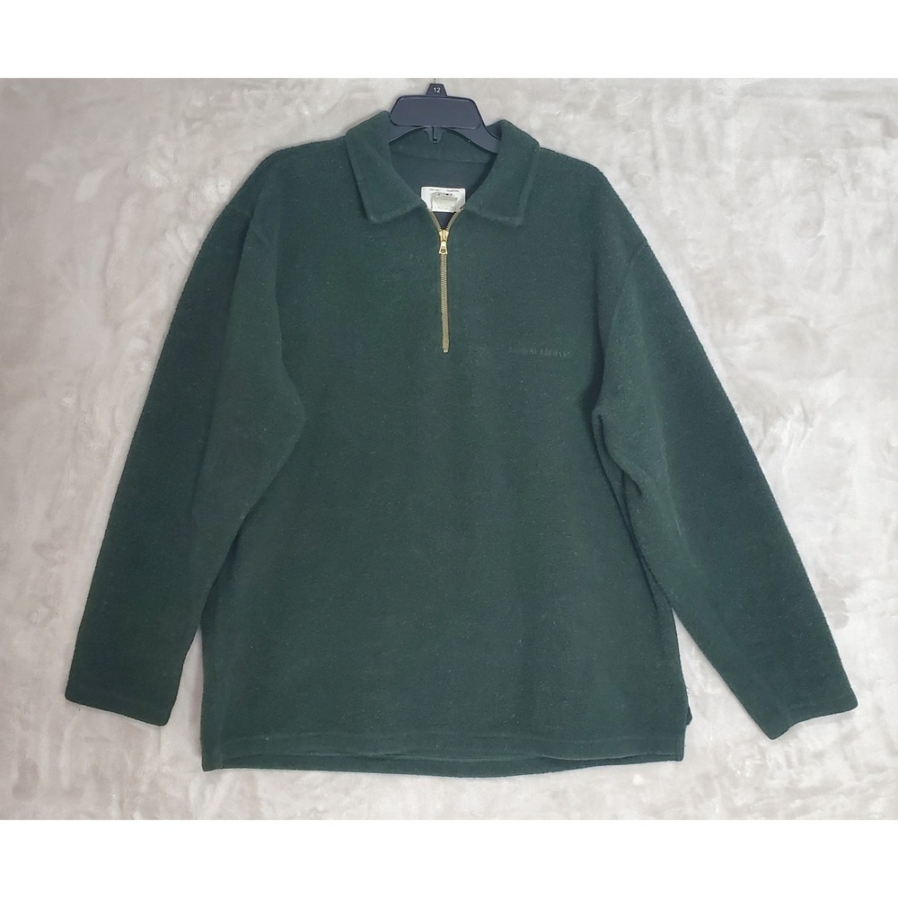 Armani Exchange Wool Blend Pullover Mens L Green Fleece 1/4 Zip Sweater ITALY